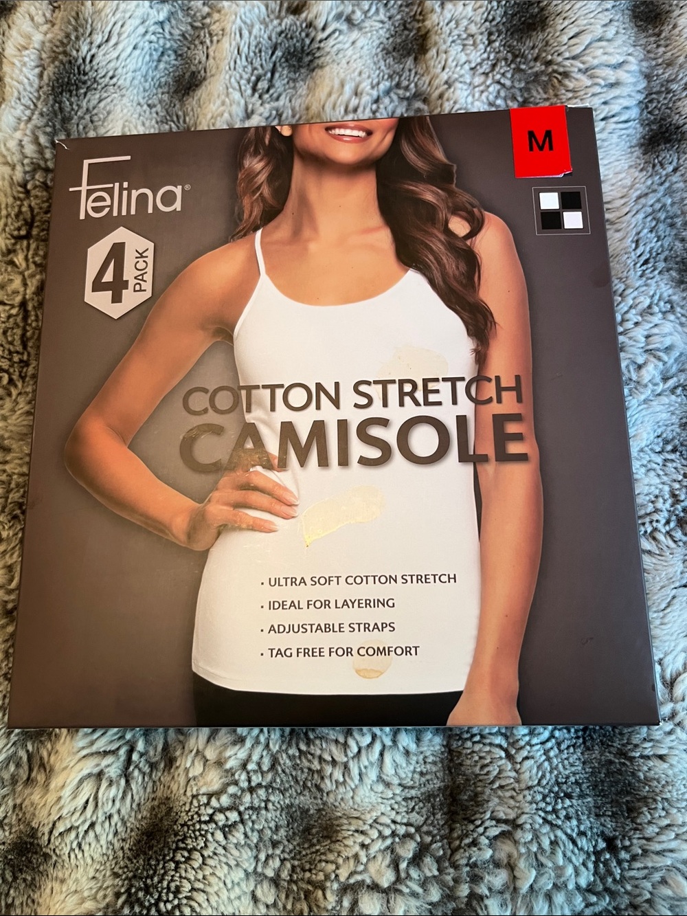 NWT-FELINA- One White - One Black Cotton Stretch Camisole Pack - Women's